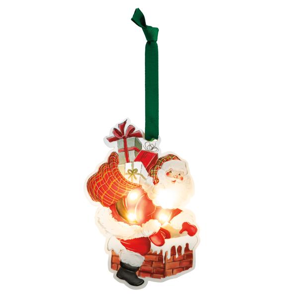 Acrylic LED Chimney Santa Ornament