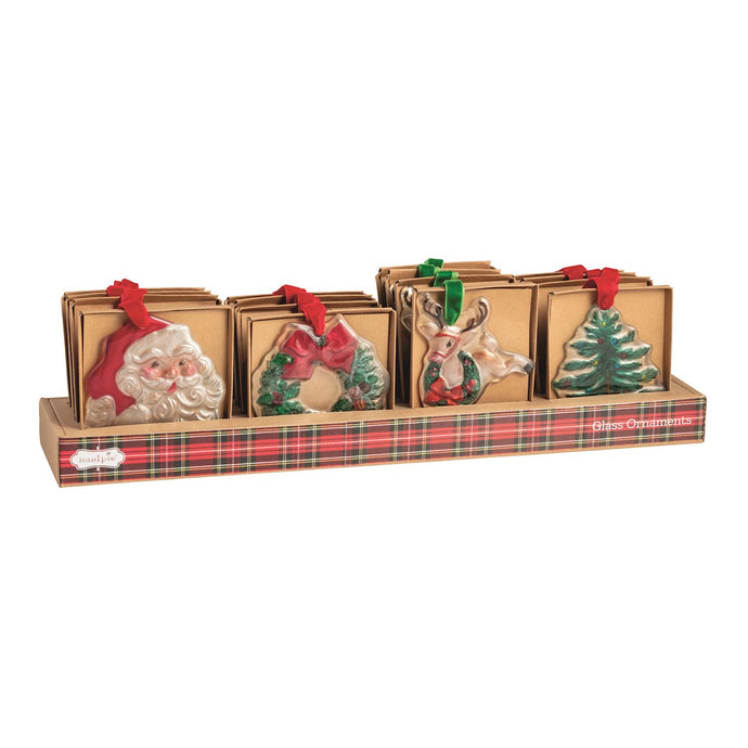 Classic Xmas Glass Ornament, 4 STYLE OPTIONS
