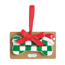 Load image into Gallery viewer, Santa Hat Personalize Me Dog Bone Ornament Set