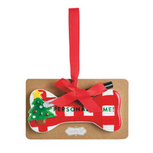 Load image into Gallery viewer, Christmas Tree Personalize Me Dog Bone Ornament Set