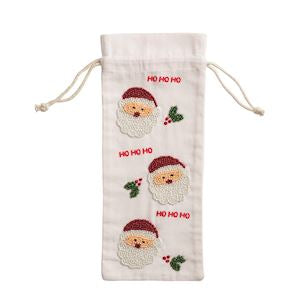 HO HO BEADED WINE BAG XMAS