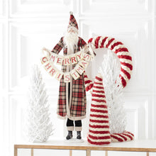 Load image into Gallery viewer, 38 Inch Santa in Plaid Jacket Holding Merry Christmas Garland