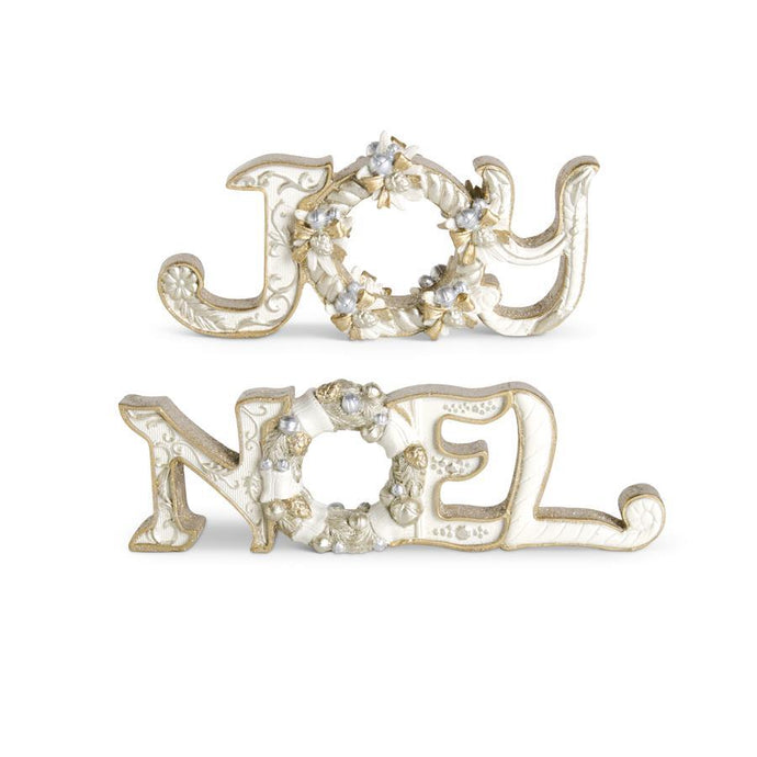 Cream and Gold Resin Tabletop Cutouts with Wreath (2 Styles)