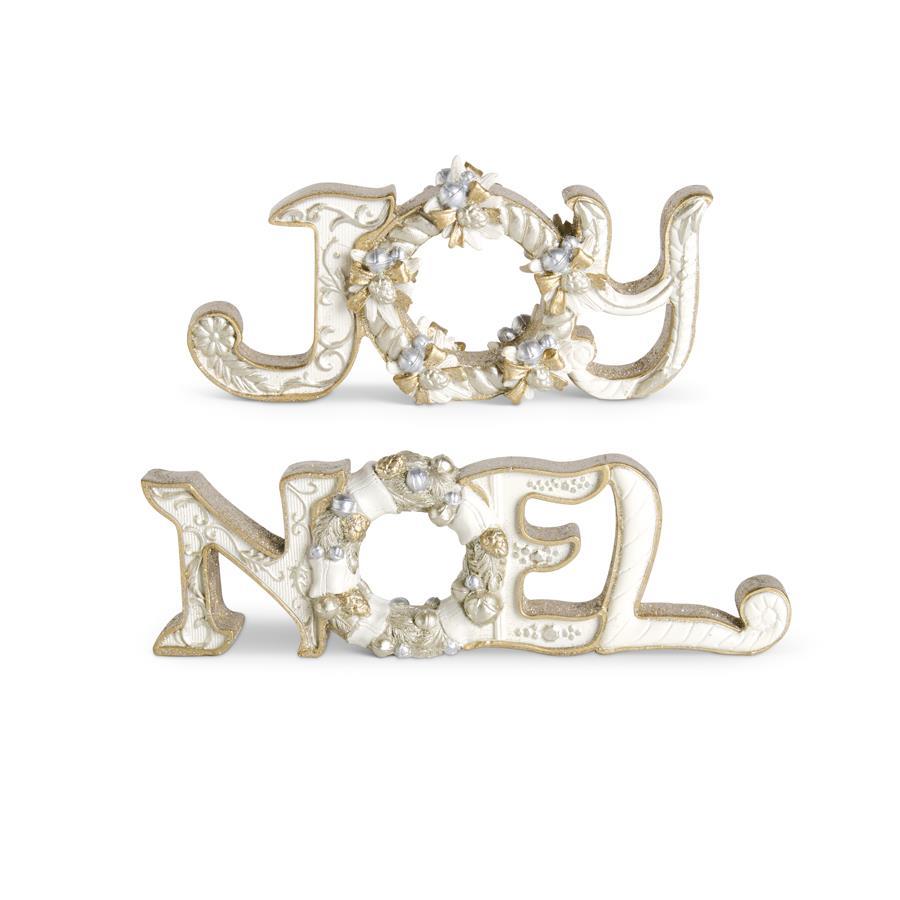 Cream and Gold Resin Tabletop Cutouts with Wreath (2 Styles)