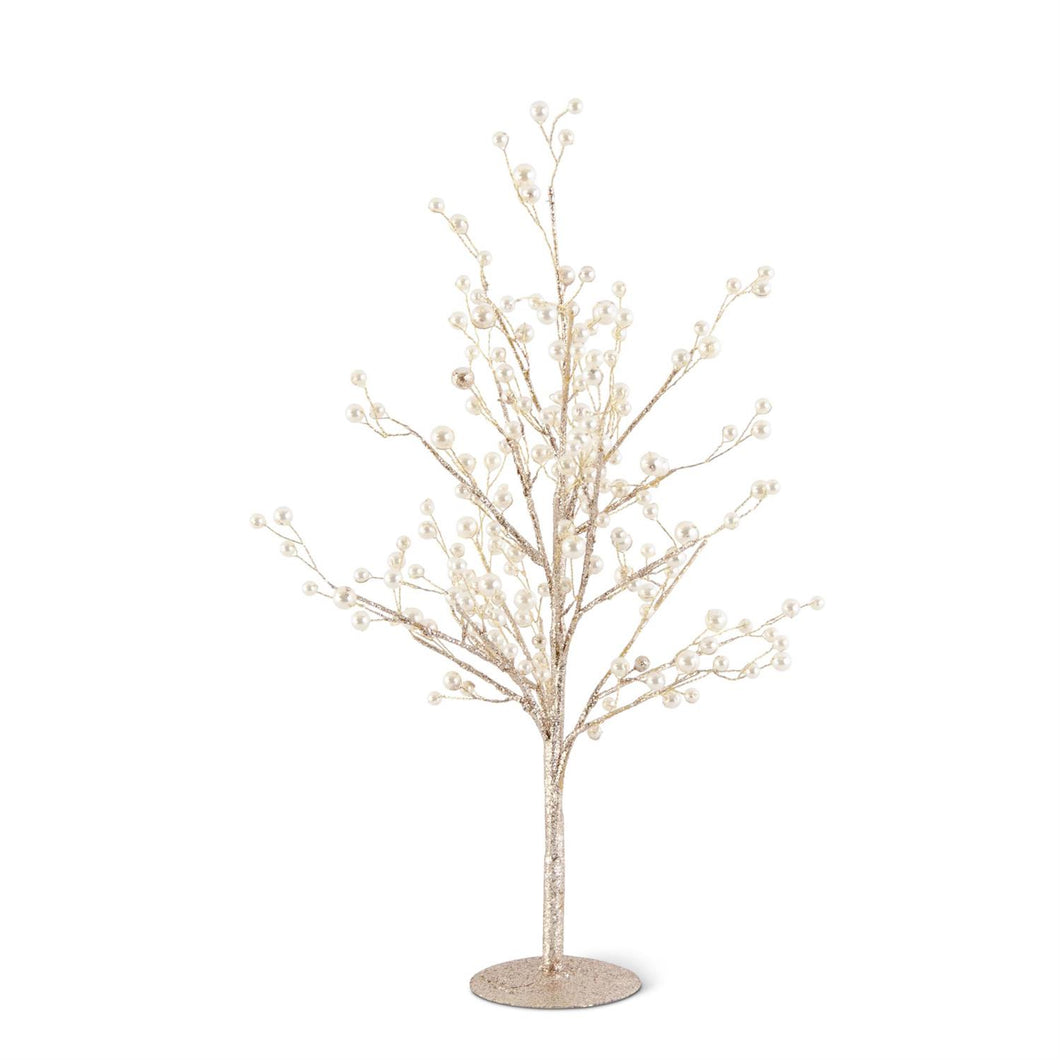 18 Inch Gold Glittered Twig Tree w/Pearl