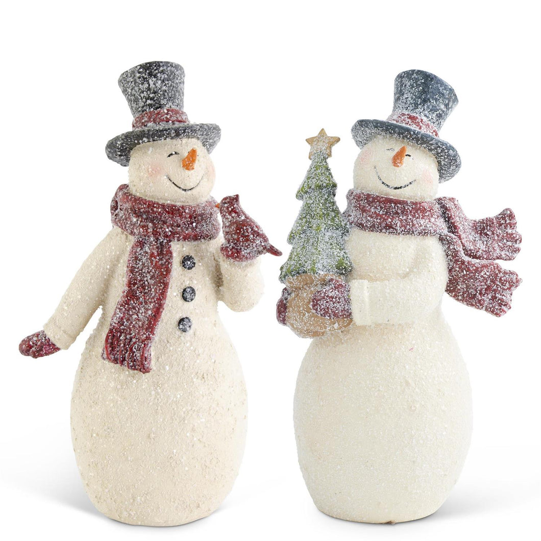 8.5 Inch Glittered Resin Vintage Snowmen, 2 style options