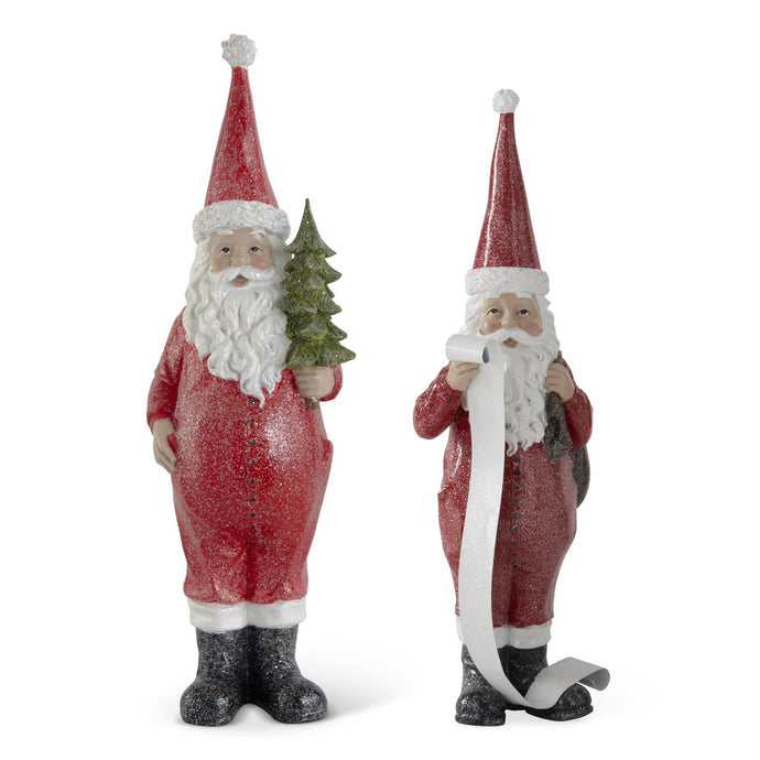 Red Glittered Resin Santas, 2 size options