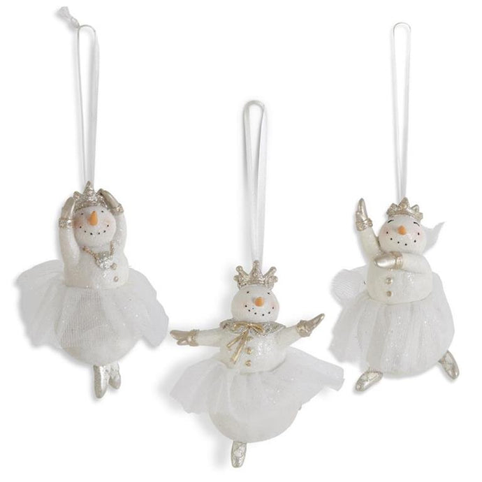 Glittered Snow Lady Ballerinas w/Tulle Tutu Ornament, 3 style options