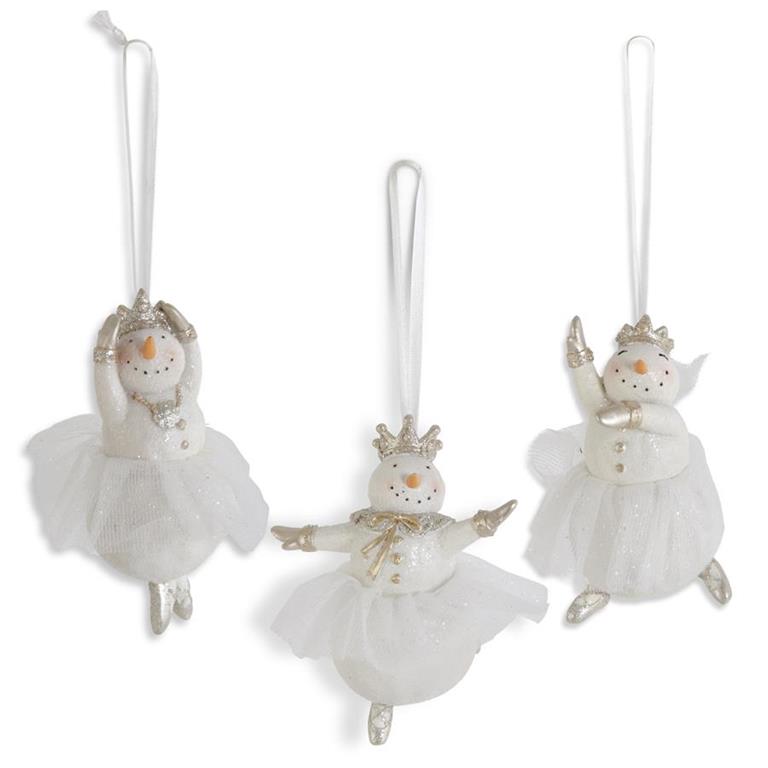 Glittered Snow Lady Ballerinas w/Tulle Tutu Ornament, 3 style options