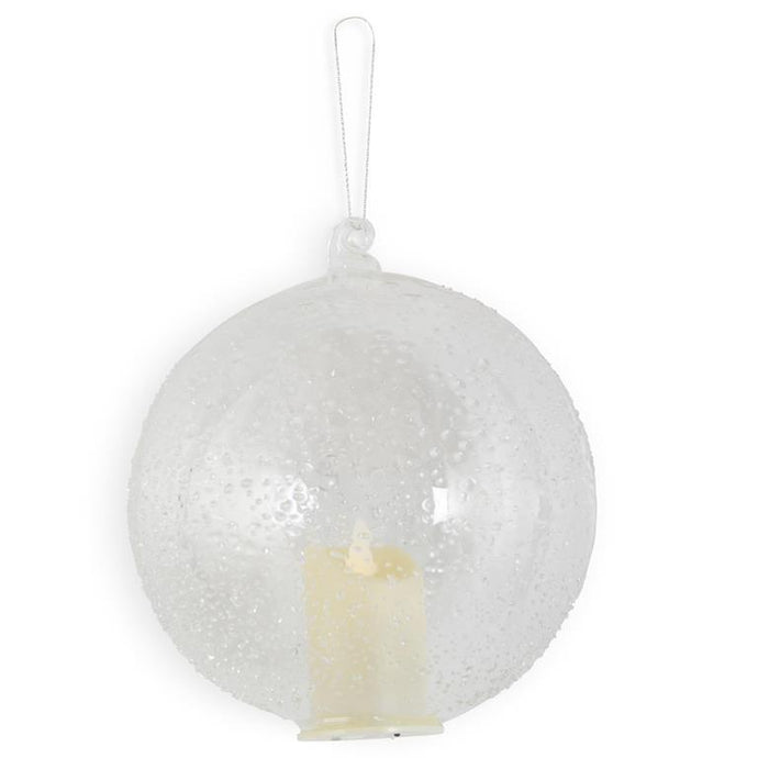 5.75 Inch LED Textured Clear Glass Ornament w/Timer