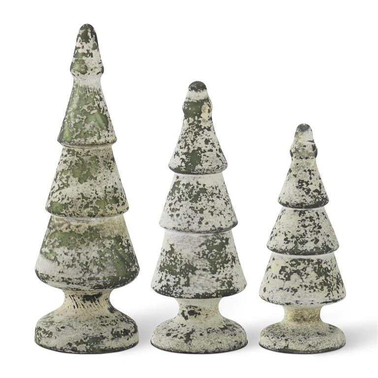 Dark Green & White Speckle Glass Tree, 3 size options