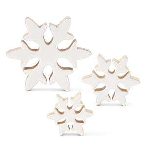 Wood Snowflake w/White Enameled Front, 3 size options