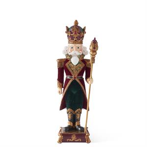 18.25 Inch Burgundy & Green Velvet Coat Resin Soldier