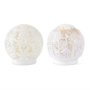 White Cutout Acrylic LED Water Spinning Water Globe w/Timer, 2 style options