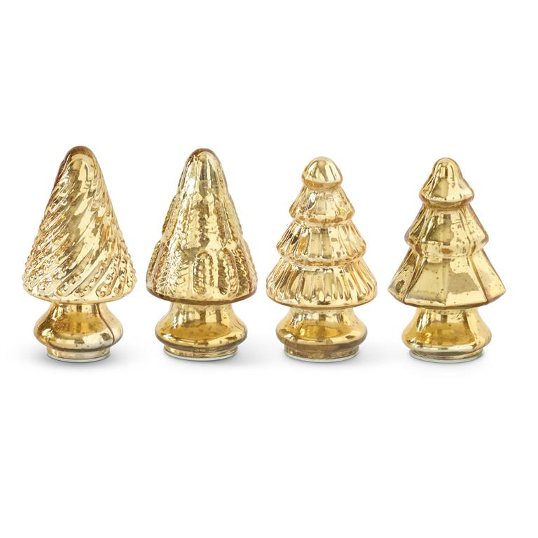 Mini Gold Mercury Glass Christmas Trees (4 Style options)