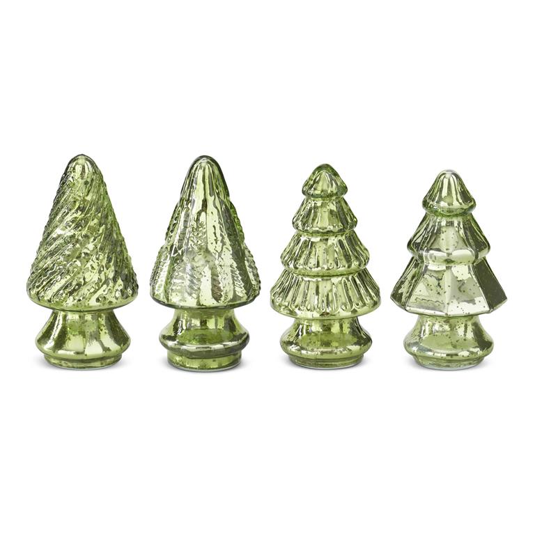 Mini Light Green Mercury Glass Christmas Trees, 4 style options