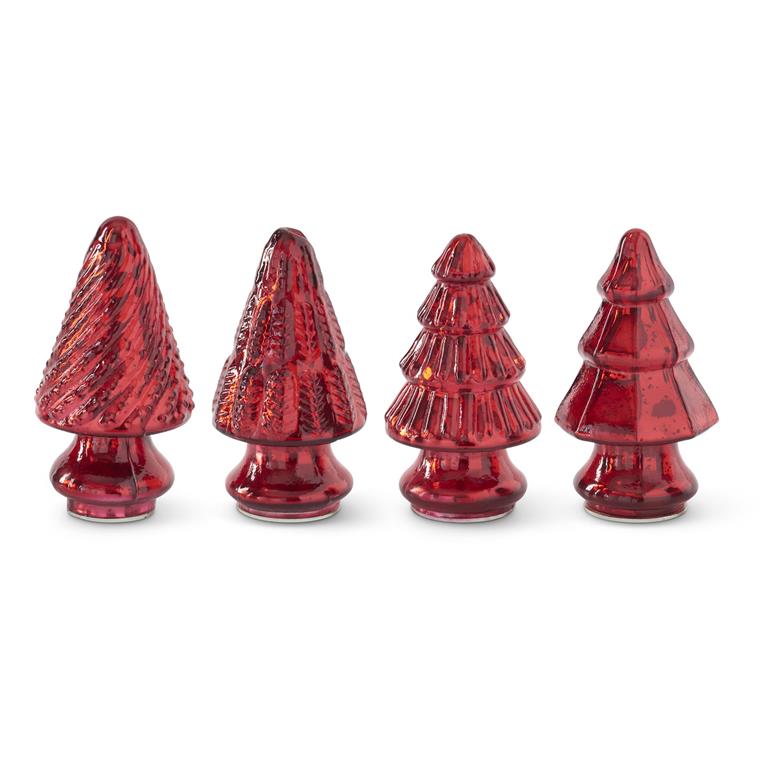 Mini Red Mercury Glass Christmas Trees (4 Style options)