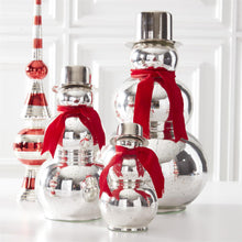 Load image into Gallery viewer, Silver Mercury Glass Snowman w/Red Scarf &amp; Top Hat, 3 size options