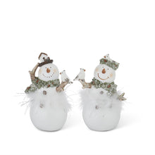 Load image into Gallery viewer, 7 Inch White Glittered Snowmen, 2 style options