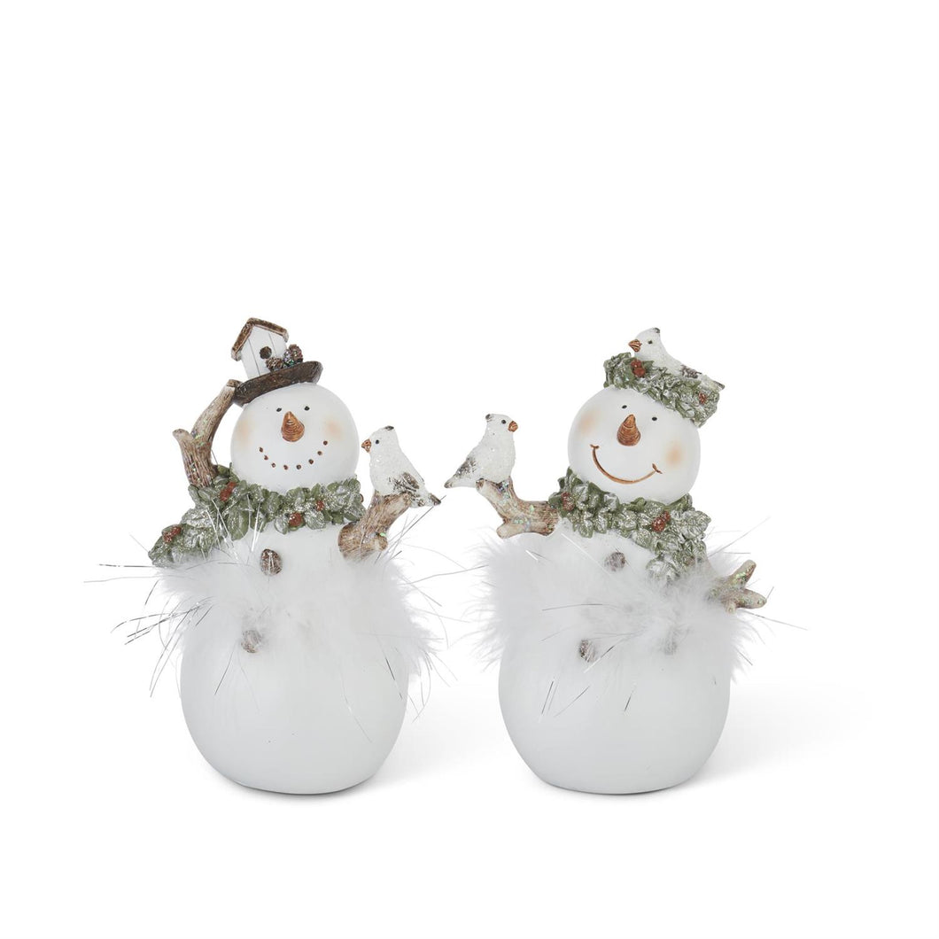 7 Inch White Glittered Snowmen, 2 style options