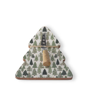 Wood Christmas Trees Enameled Tree Serving Platter w/ spreader