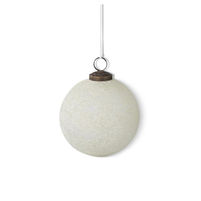 4 Inch Iridescent Glass Ornament w/Speckled White