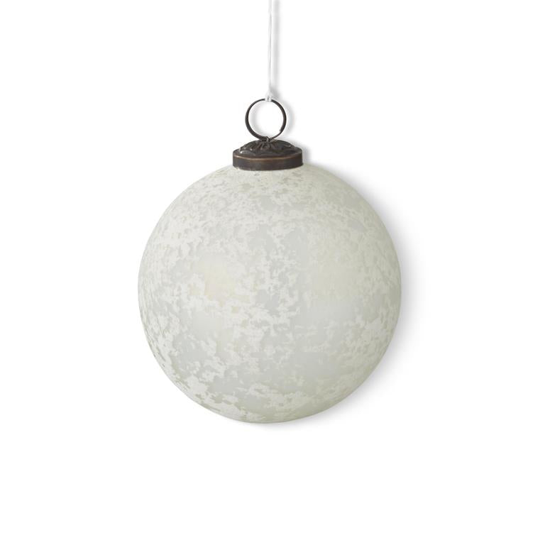 5 Inch Iridescent Glass Ornament w/Speckled White