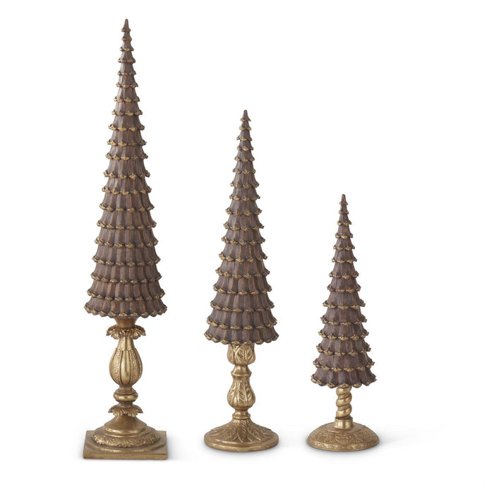 Resin Brown & Gold Pinecone Tree, 3 size options