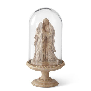 10.5 Inch Resin Woodgrain & Gold wash Nativity Cloche