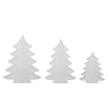 Load image into Gallery viewer, Three Wooden Christmas Tree Tray w/Enameled White Inside,3 size options