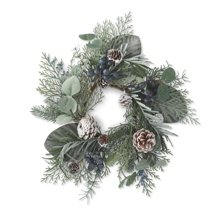 13.5 Inch Pine & Mixed Leaves w/Pinecones Candle Ring