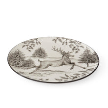 Load image into Gallery viewer, 12 Inch White &amp; Black Toile w/Deer Plate