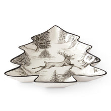 Load image into Gallery viewer, 12 Inch White &amp; Black Toile w/Deer Tree Tray