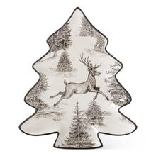 Load image into Gallery viewer, 12 Inch White &amp; Black Toile w/Deer Tree Tray
