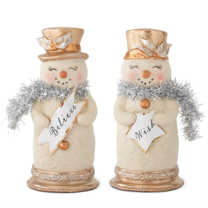 5.5 Inch Snowmen w/Silver Tinsel Collar (2 Styles)
