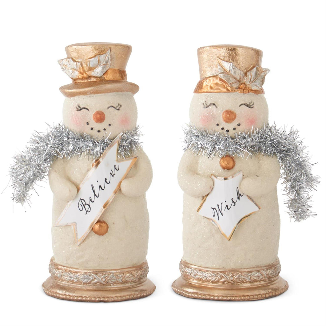 5.5 Inch Snowmen w/Silver Tinsel Collar (2 Styles)