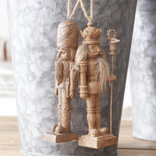 Load image into Gallery viewer, 6 Inch Resin Faux Woodgrain Nutcracker Ornament