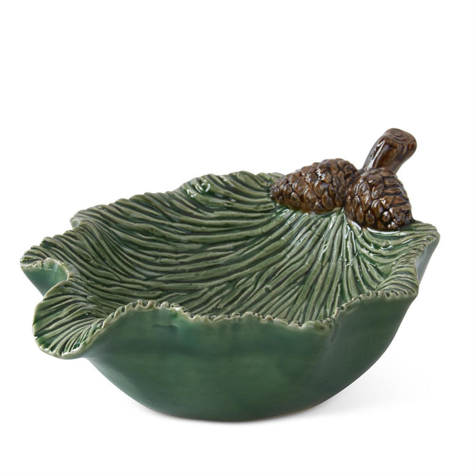 7.75 Inch Green Ceramic Pinecone Dish