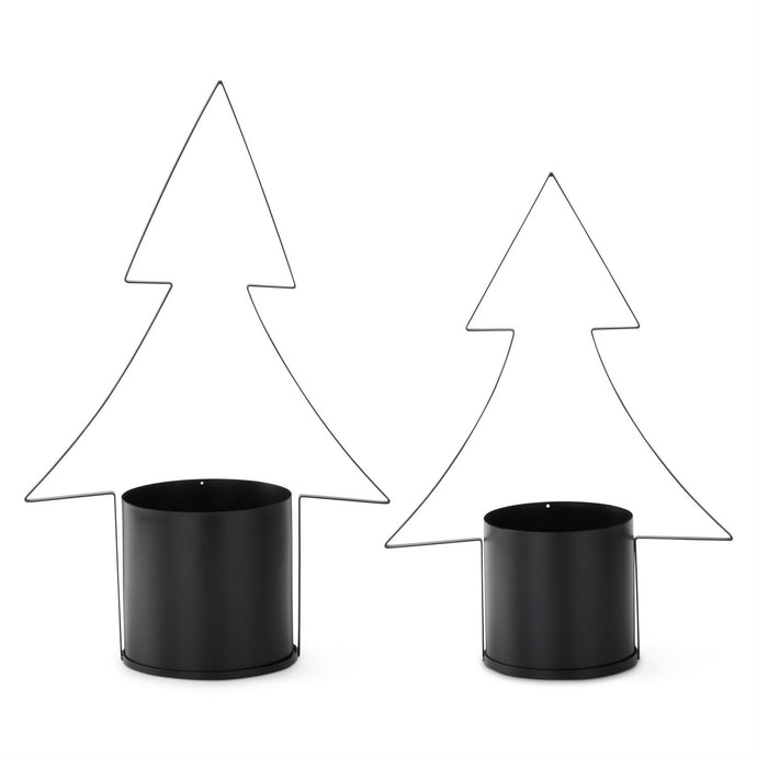 Black Metal Christmas Tree w/Container, 2 size options