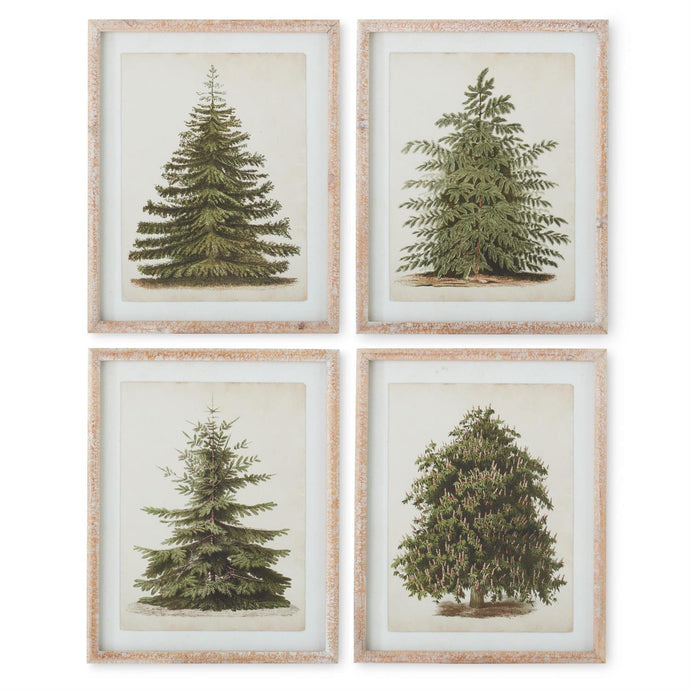 19.75 Natural Carved Wood Framed Pine Tree Prints (4 Style options)
