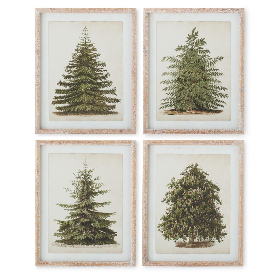 19.75 Natural Carved Wood Framed Pine Tree Prints (4 Style options)