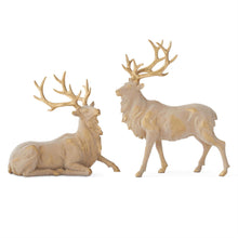 Load image into Gallery viewer, Tan &amp; Gold Flocked Laying Reindeer, 2 size options