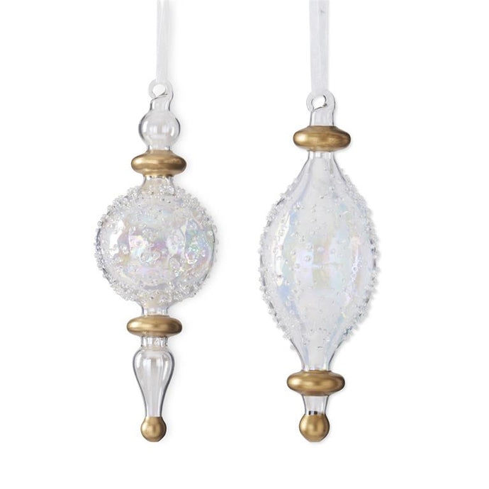 Clear Glass w/Bumps Finial Ornaments (2 Style options)