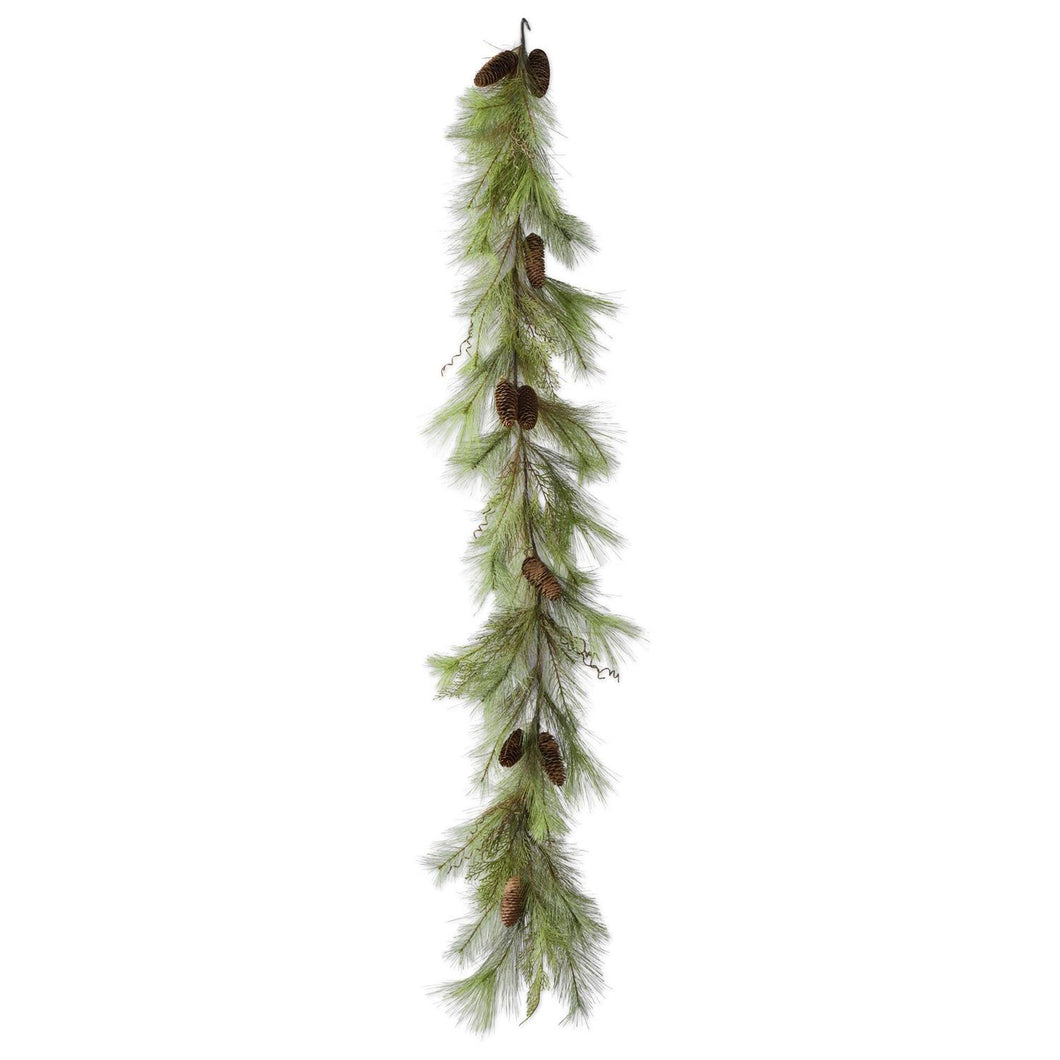 72 Inch Wispy Mixed Pine & Twig Garland w/Pinecones