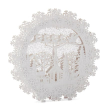 Load image into Gallery viewer, 12 Inch White Round Water Spinning LED Winter Scene Snow Globe w/Timer