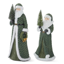 Load image into Gallery viewer, Santa w/Green Coat &amp; Bottle Brush Tree, 2 size options