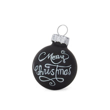 Load image into Gallery viewer, Box of 16 Mini 1 Inch Black Merry Christmas Glass Ornaments