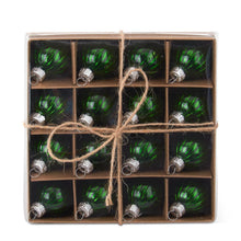 Load image into Gallery viewer, Box of 16 Mini 1 Inch Green Glass Ornaments