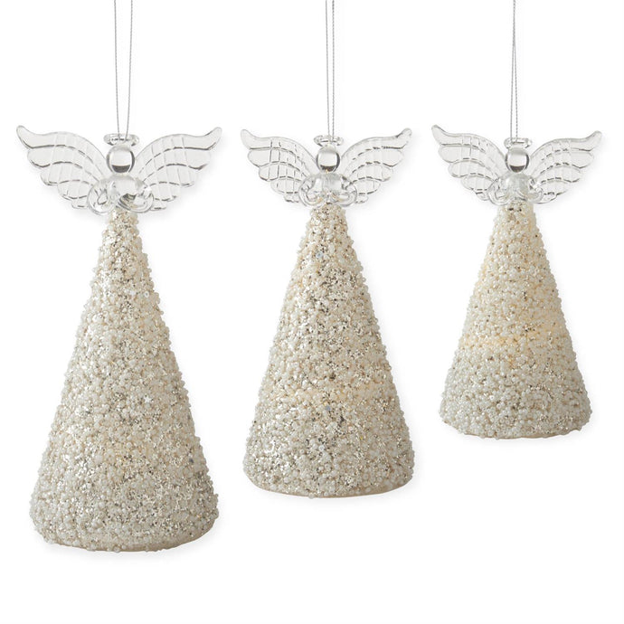LED Angel Cone w/Gold & Seed Beads w/Timer,3 size options