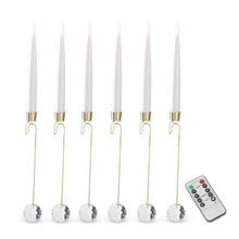Load image into Gallery viewer, Set of 6 6 Inch Glass Pendant Hanging White LED Candle Ornaments w/Remo